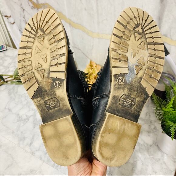 Madden Black Combat Moto Booties with double buckle and laces size 7 - Picture 6 of 11